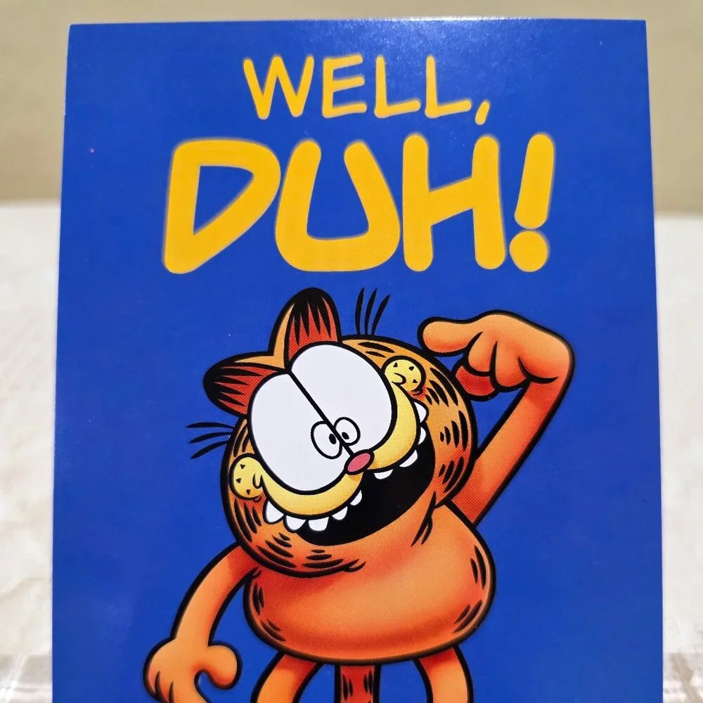 Vintage Garfield Comic Cat Jim Davis WELL, DUH! Quirky Fun Cute Postcard Unused